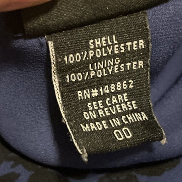 Torrid Floral Chiffon Blouse SZ 00 (Large) Blue Black Tulip Back Pullover - Picture 8 of 11